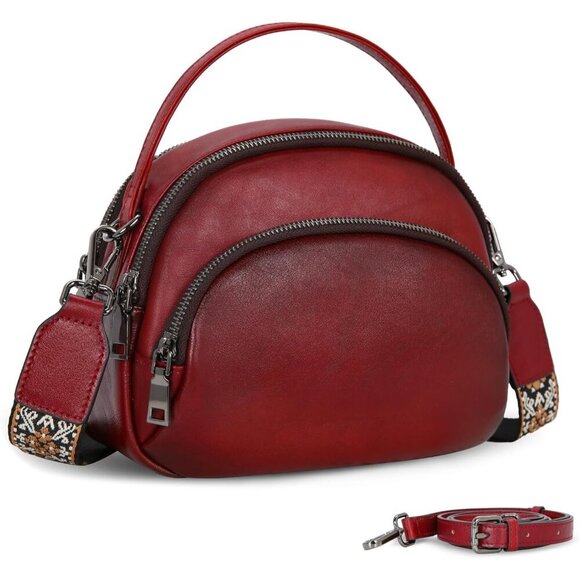 Genuine Leather Crossbody Bag Womens Small Shoulder Purse Multi-Pocket